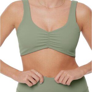 PAVOI Scrunch Padded Sports Bra Ruched Tank Top Gym Yoga olive green medium
